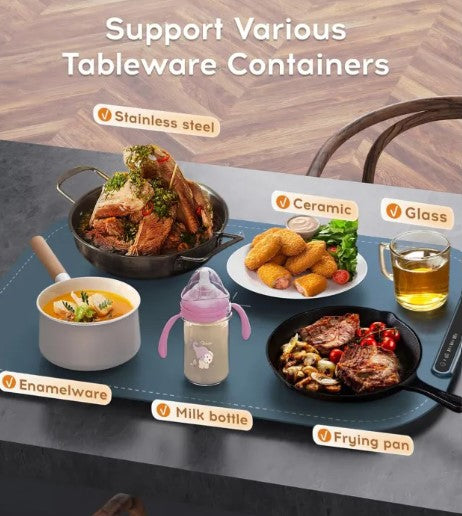 250W Portable Food Warming Tray — 3-Temperature Settings | Navy Blue